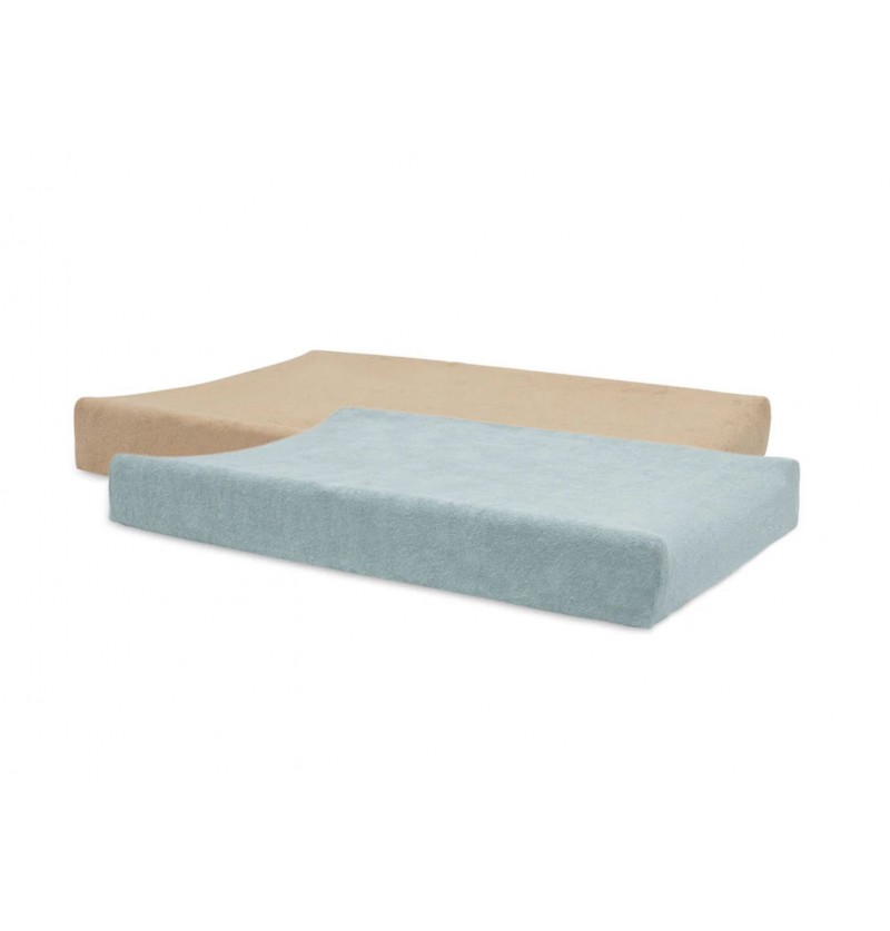 Housse matelas à langer éponge duo 2 unités - Sea Green & Biscuit