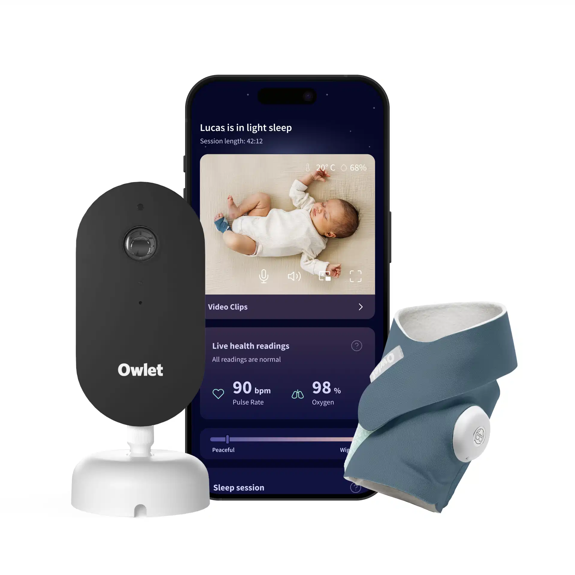 Owlet Chaussette + Camera Blue