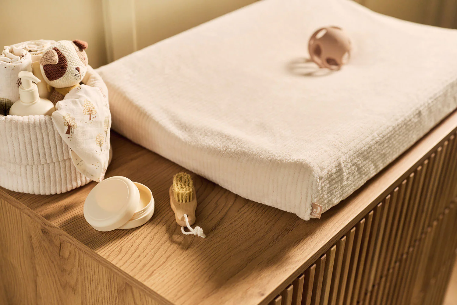 Housse matelas à langer Cloudy Rib - Beige – Image 3