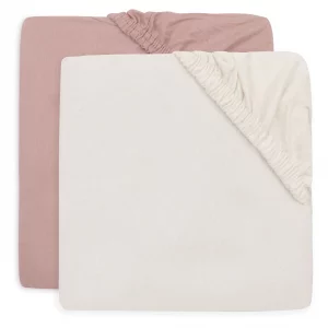 Drap-housse jersey 2 unités - Wild rose /Ivory 60x120cm