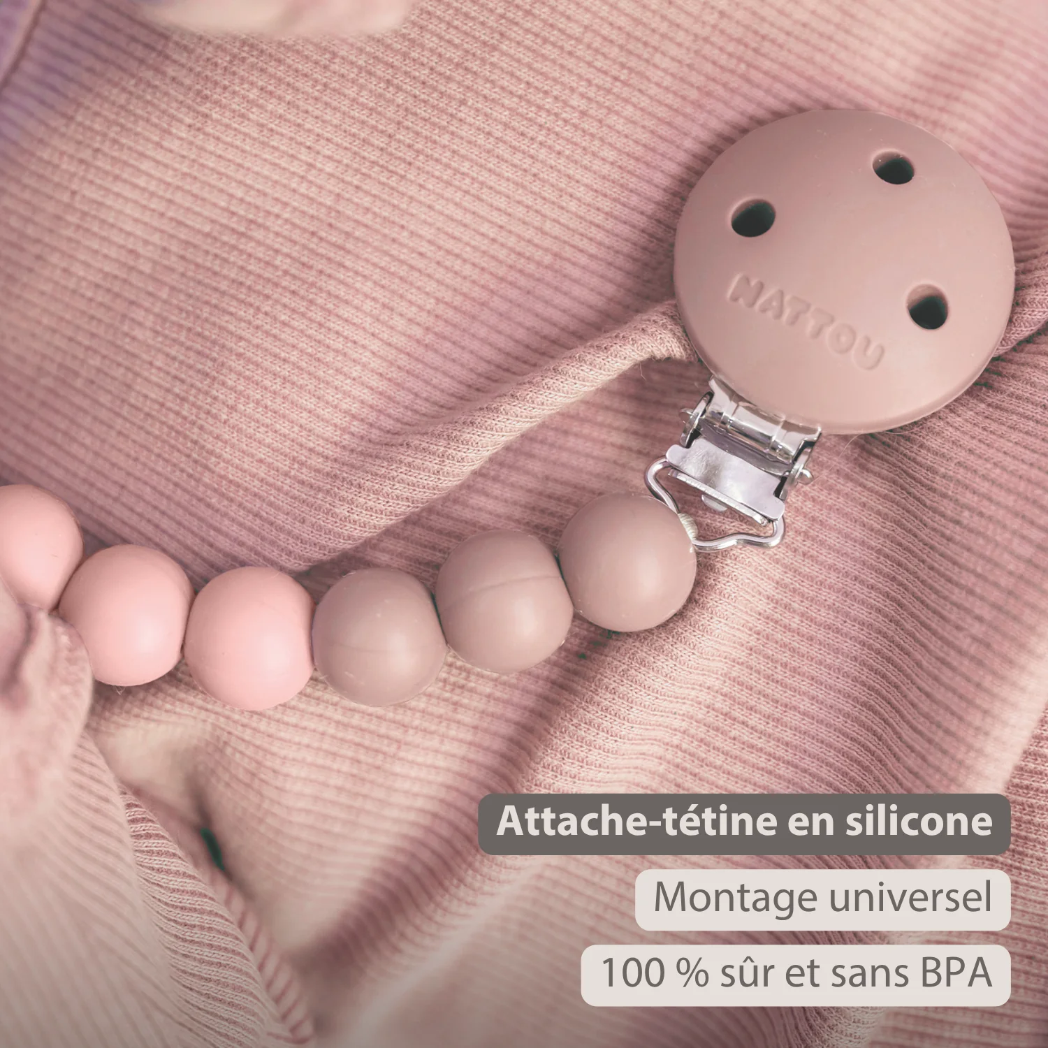 Attache-sucette silicone rose dégradé – Image 3