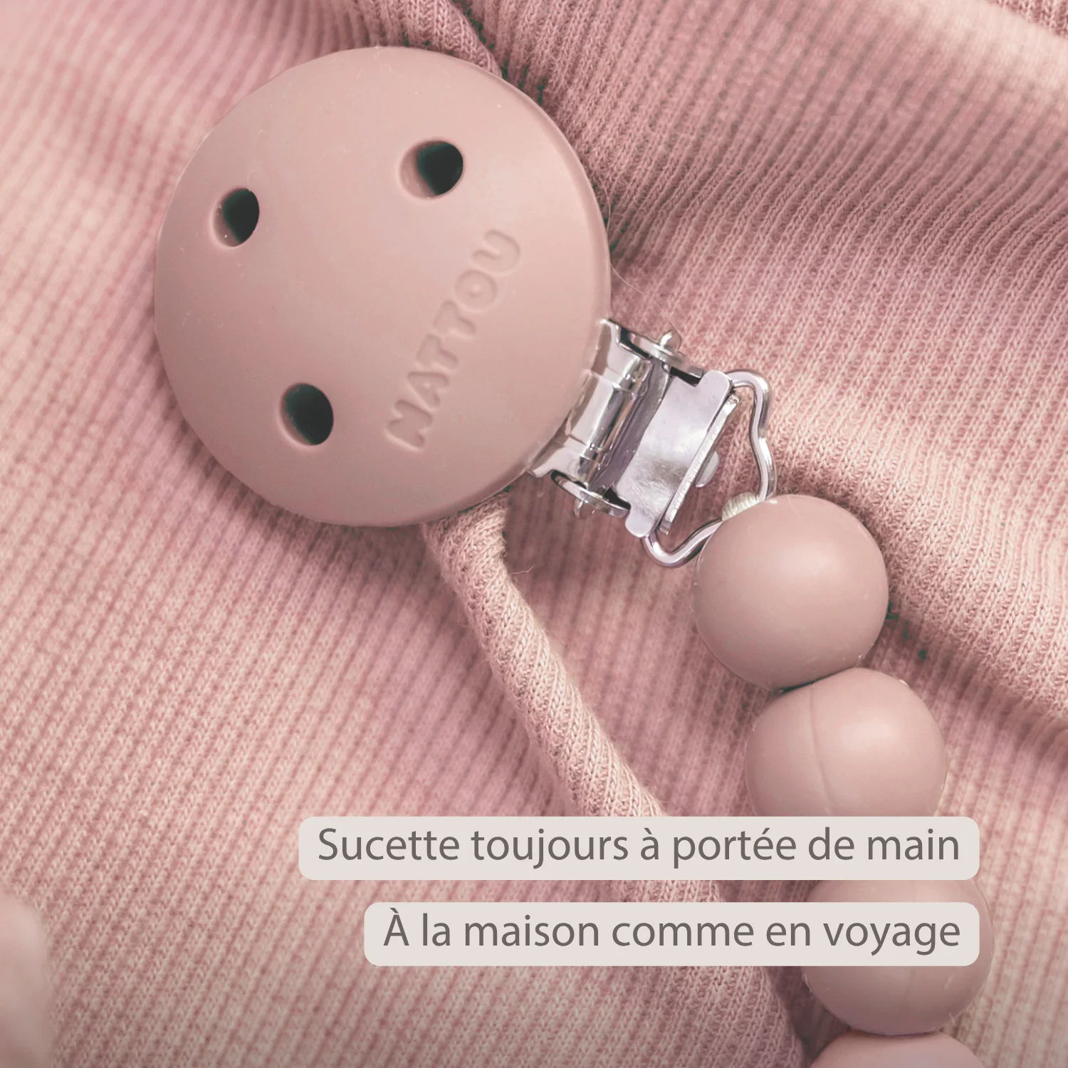 Attache-sucette silicone rose dégradé – Image 6