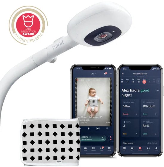 Babyphone vidéo Nanit Caméra Pro + Support sur pied + Bande respiratoire