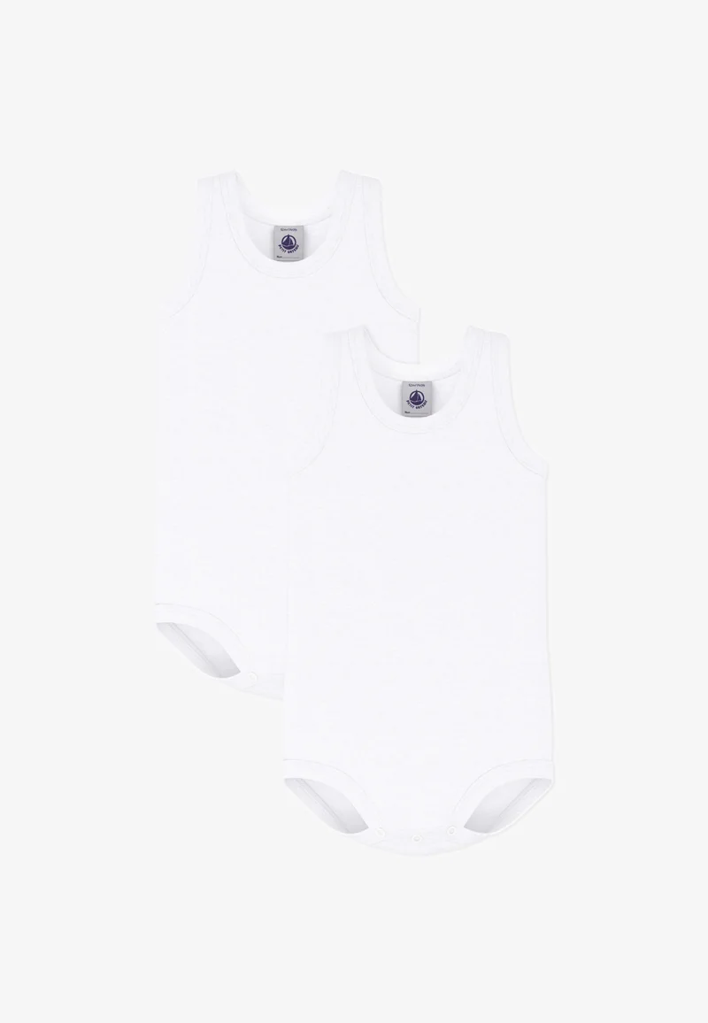 Lot de 3 bodies bretelles en coton blanc bébé - Petit Bateau - Taille 18 mois