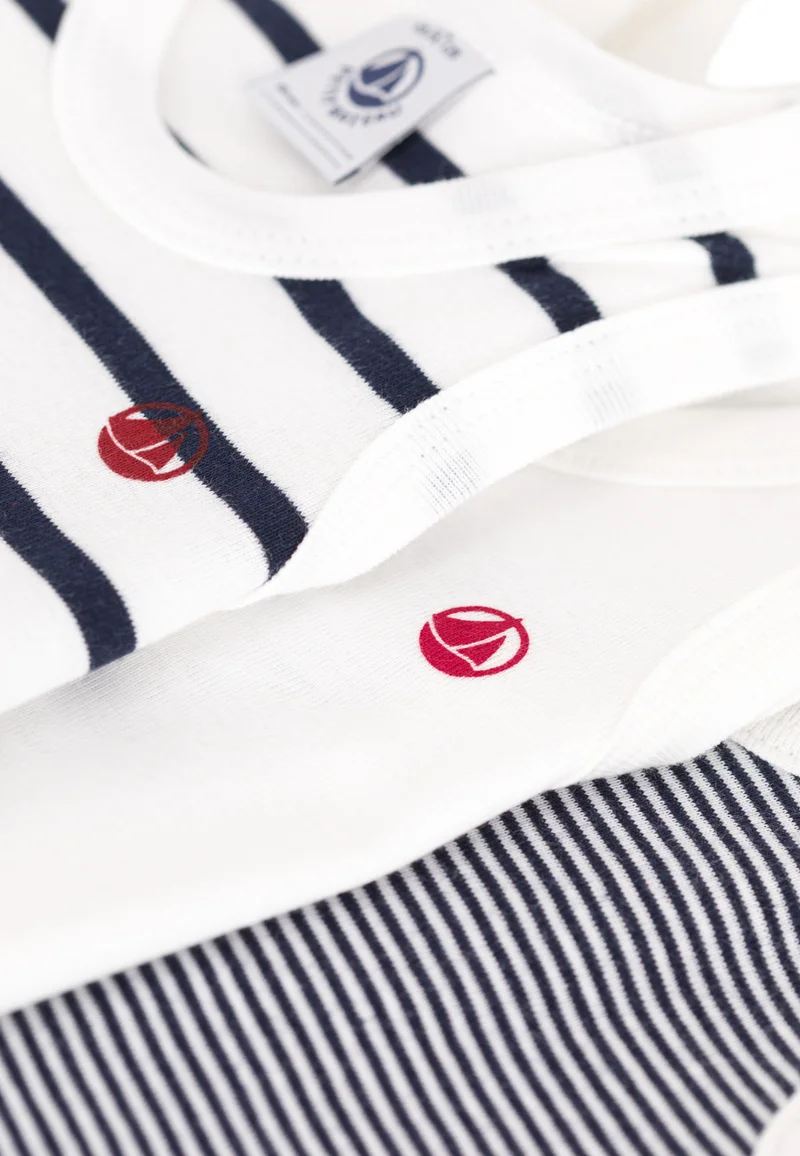 Lot de 3 bodies bretelles en coton marin bébé - Petit Bateau - Taille 3 mois – Image 3