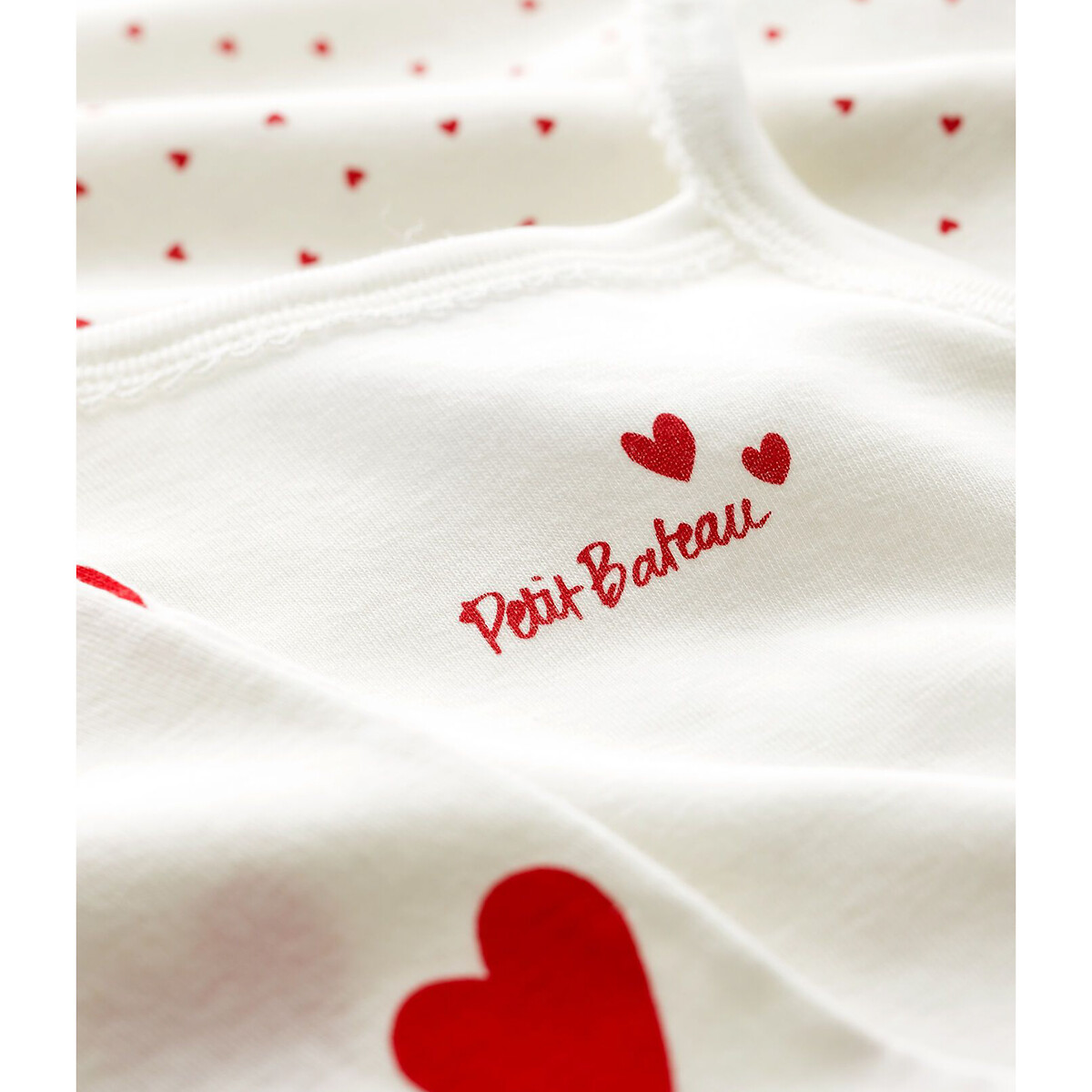 Lot de 3 bodies bretelles en coton coeurs rouges bébé - Petit Bateau - Taille 24 mois – Image 3