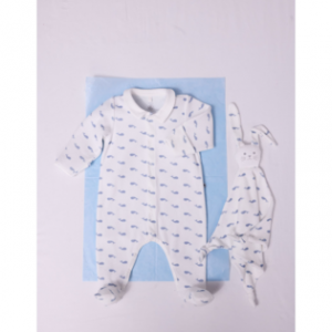 Petit Bateau Pyjama bébé en velours avec col imprimé baleine - Taille 12 mois
