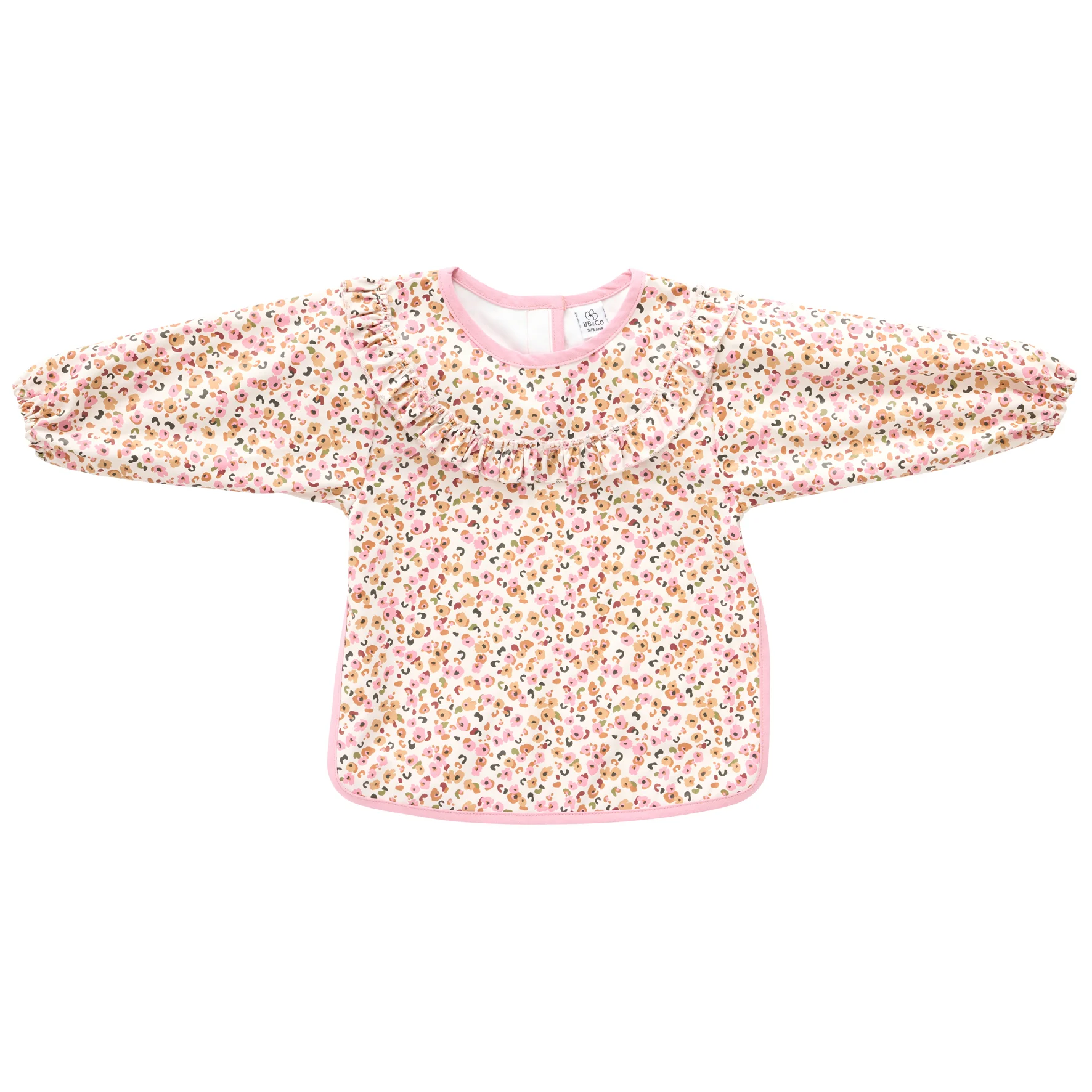 Bavoir tablier col claudine imperméable léopard rose BB&Co