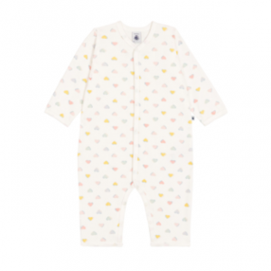 Petit Bateau Pyjama en velours sans pieds coeurs multicolore - Taille 12 mois