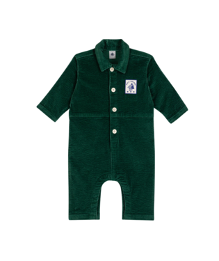 Petit Bateau Combinaison longue Velours vert sapin - Taille 24 mois