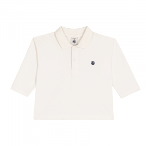 Petit Bateau Polo manches longues blanc - Taille 24 mois