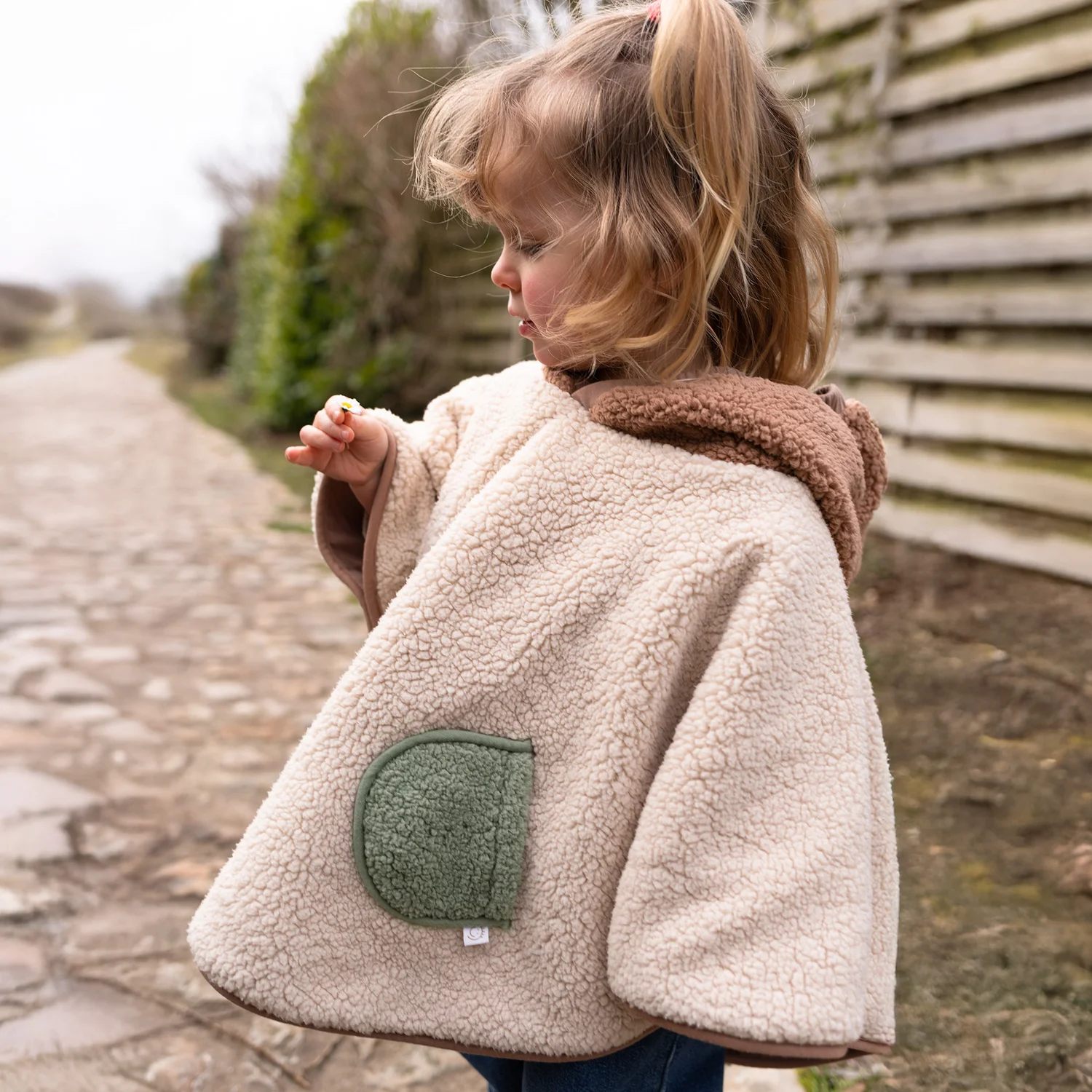 Poncho Teddy ficelle-marron-vert – Image 3