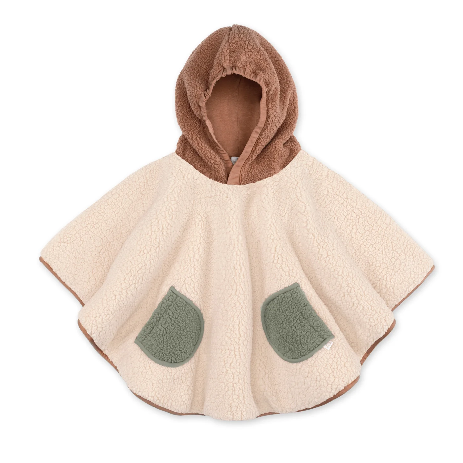 Poncho Teddy ficelle-marron-vert