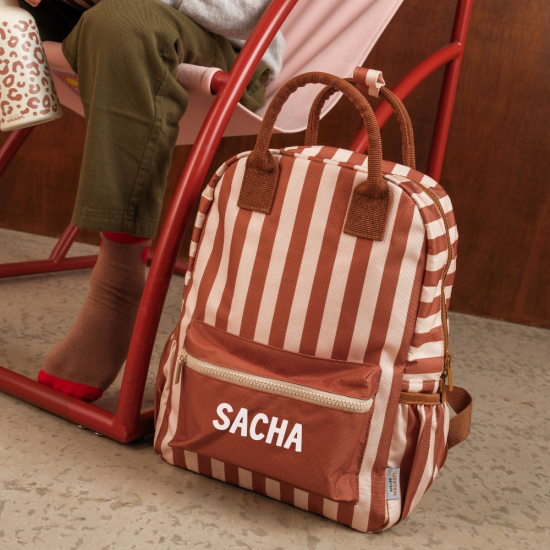 Atelier Wagram Sac à dos rayures beige personnalisable – Image 3