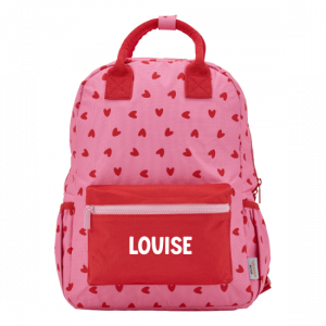 Atelier Wagram Sac à dos coeurs rose et rouge personnalisable