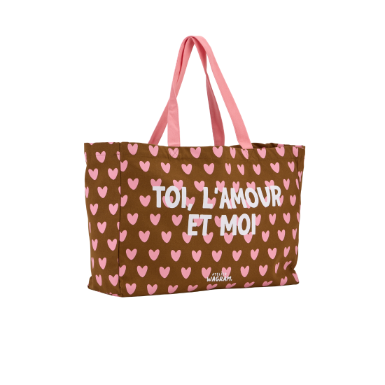 Atelier Wagram Sac cabas "Toi, l'amour et moi" marron rose – Image 2