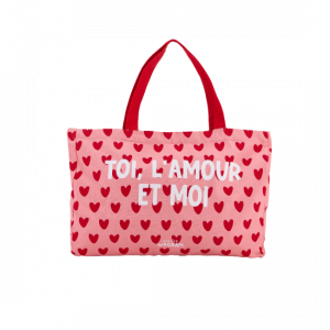 Atelier Wagram Sac cabas "Toi, l'amour et moi" rose rouge