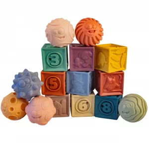 Magni Set cubes et balles tactiles en silicone 15 pces