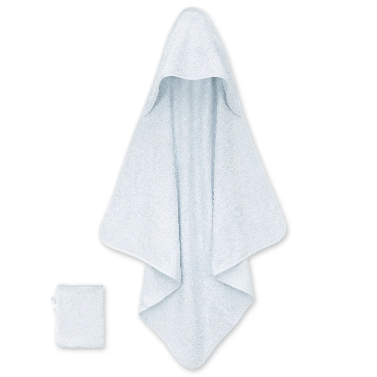Bemini Cape de bain et gant de toilette 90x90cm en éponge - Glacier