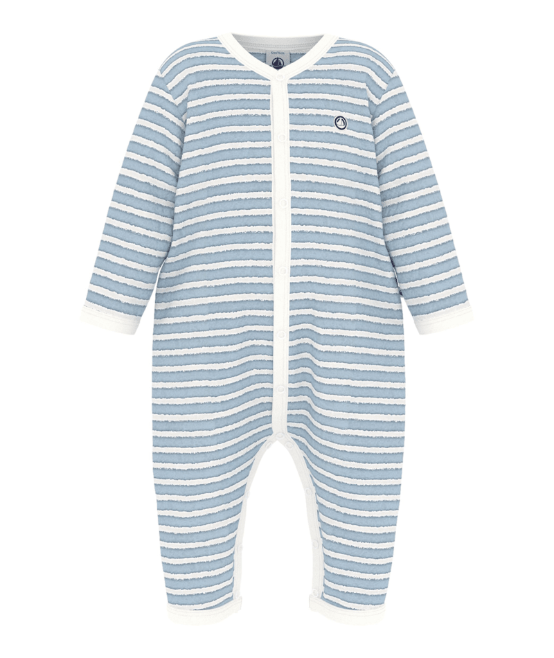 Petit Bateau Pyjama marin bleu ciel sans pied Polaire/Lait - Taille 3 mois