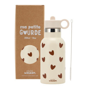 Atelier Wagram Gourde acier inoxydable blanche et marron - 350ml