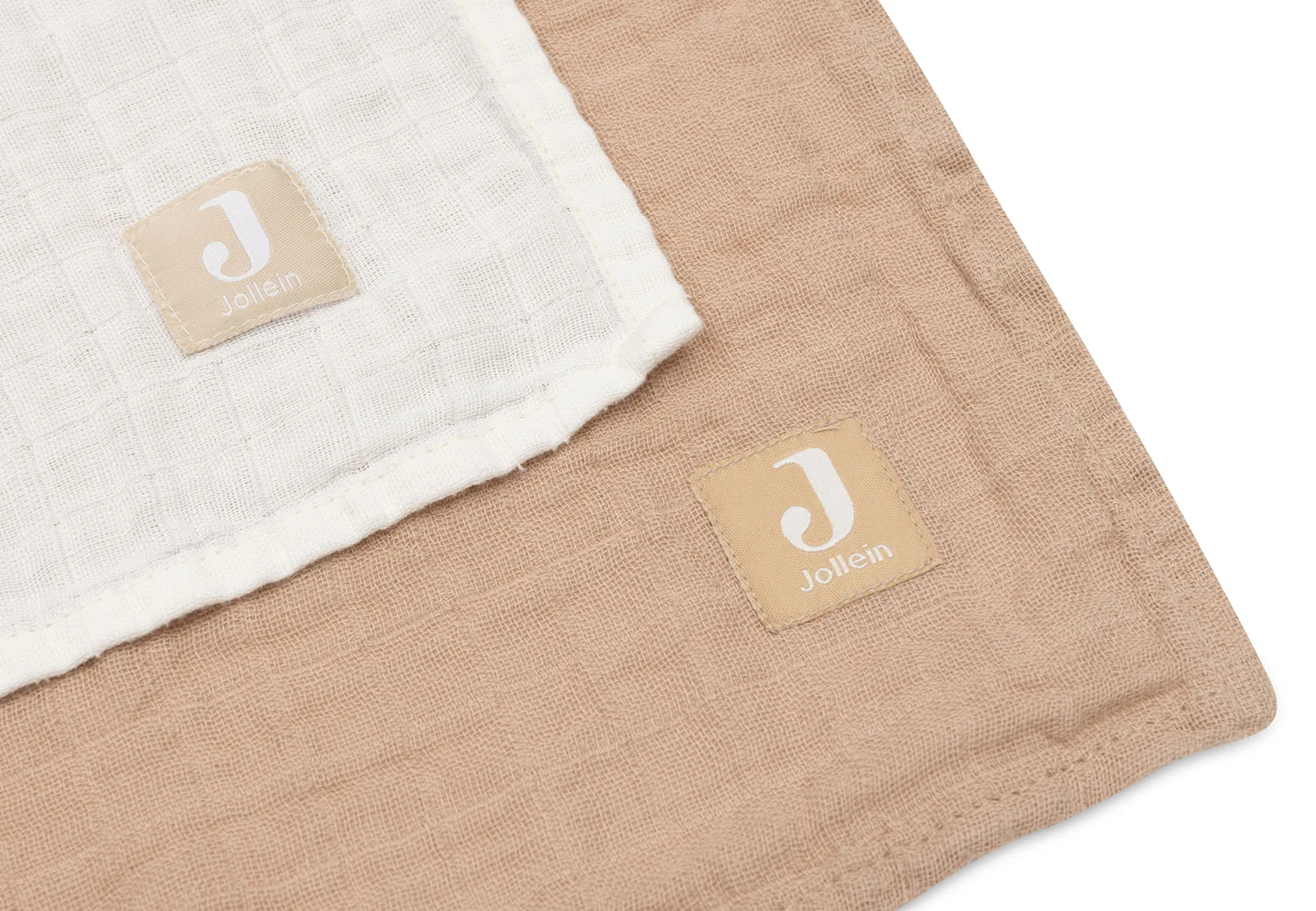 Jollein Langes gaze de coton 115x115cm - Biscuit/Ivory - 2 unités – Image 2