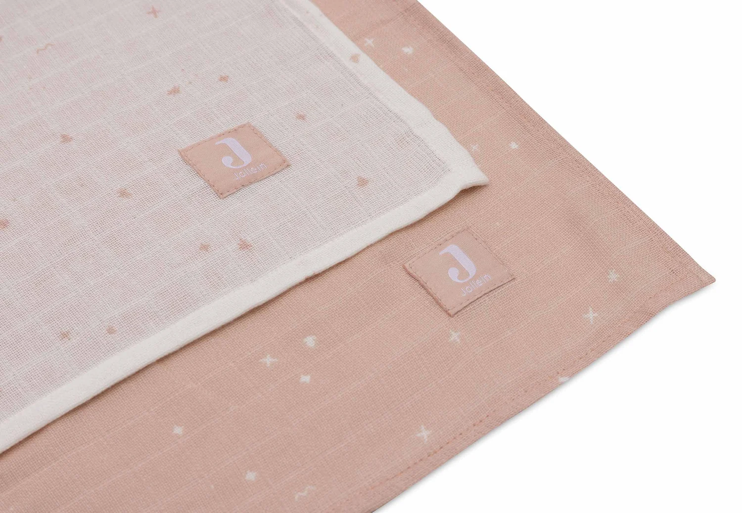 Jollein Langes gaze de coton 115x115cm - Twinkling rose - 2 unités – Image 2