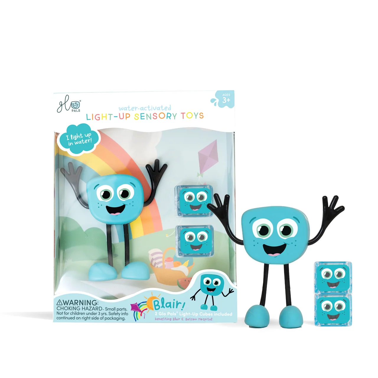 Glo Pals – Personnage lumineux pour le bain avec 2 cubes – Blair - Bleu – Image 6