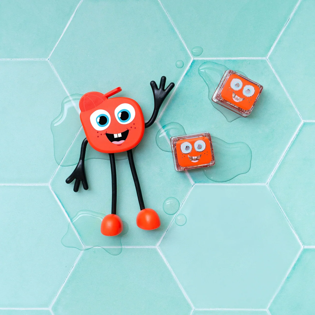Glo Pals – Personnage lumineux pour le bain avec 2 cubes – Sammy - Rouge