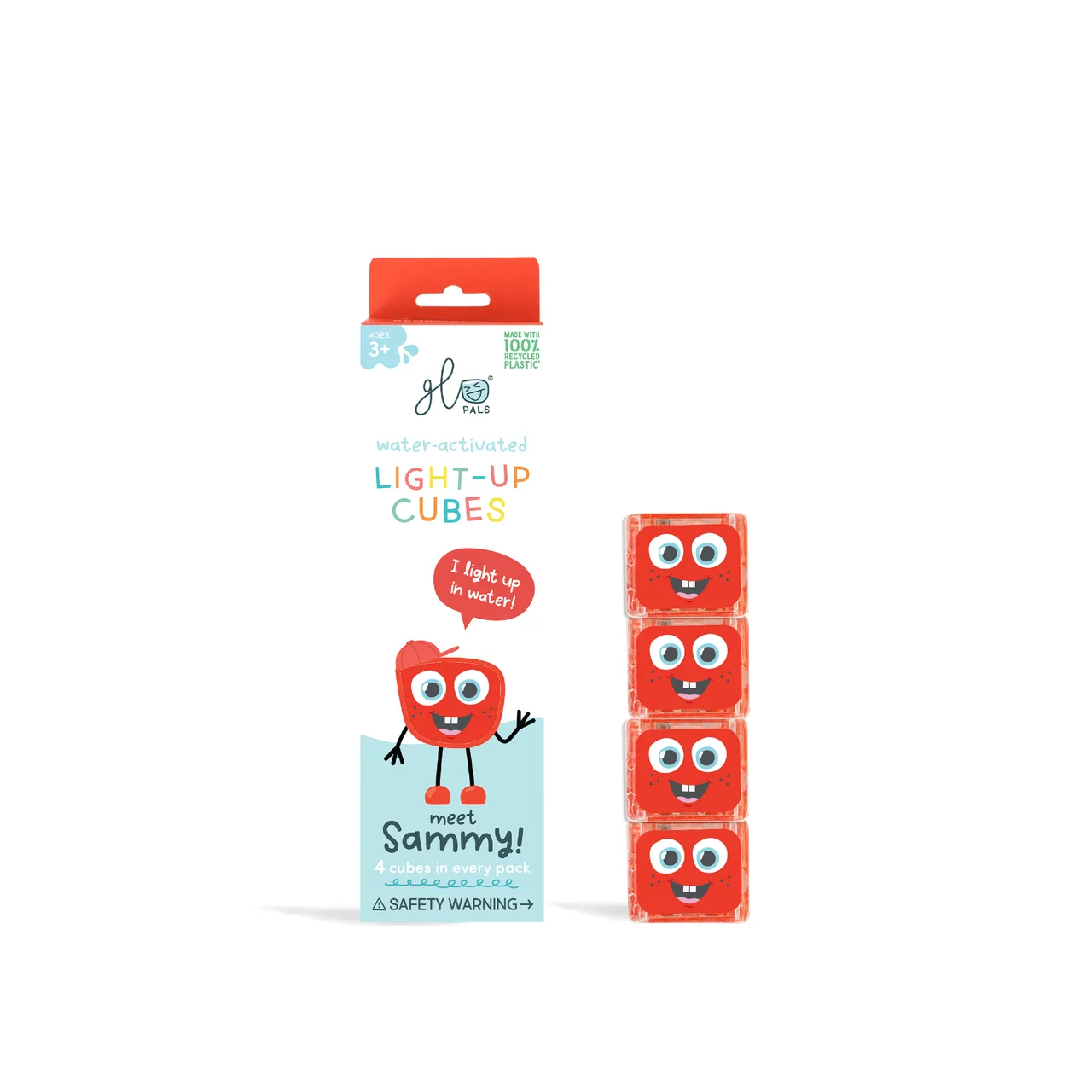 Glo Pals – Lot de 4 cubes lumineux pour le bain – Sammy - Rouge – Image 4