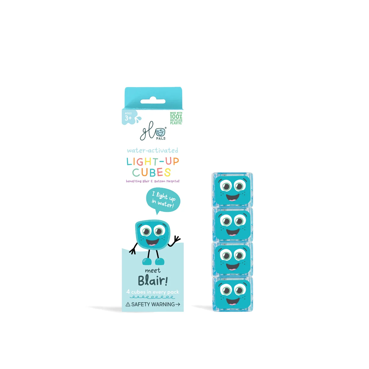 Glo Pals – Lot de 4 cubes lumineux pour le bain – Blair - Bleu – Image 4