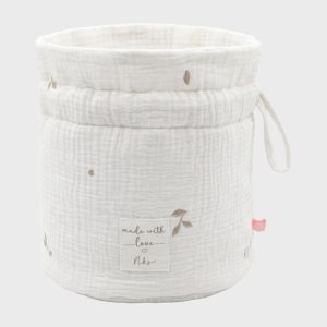 Noukie's Panier de rangement nomade - Coton bio - Blanc et pétale de coton