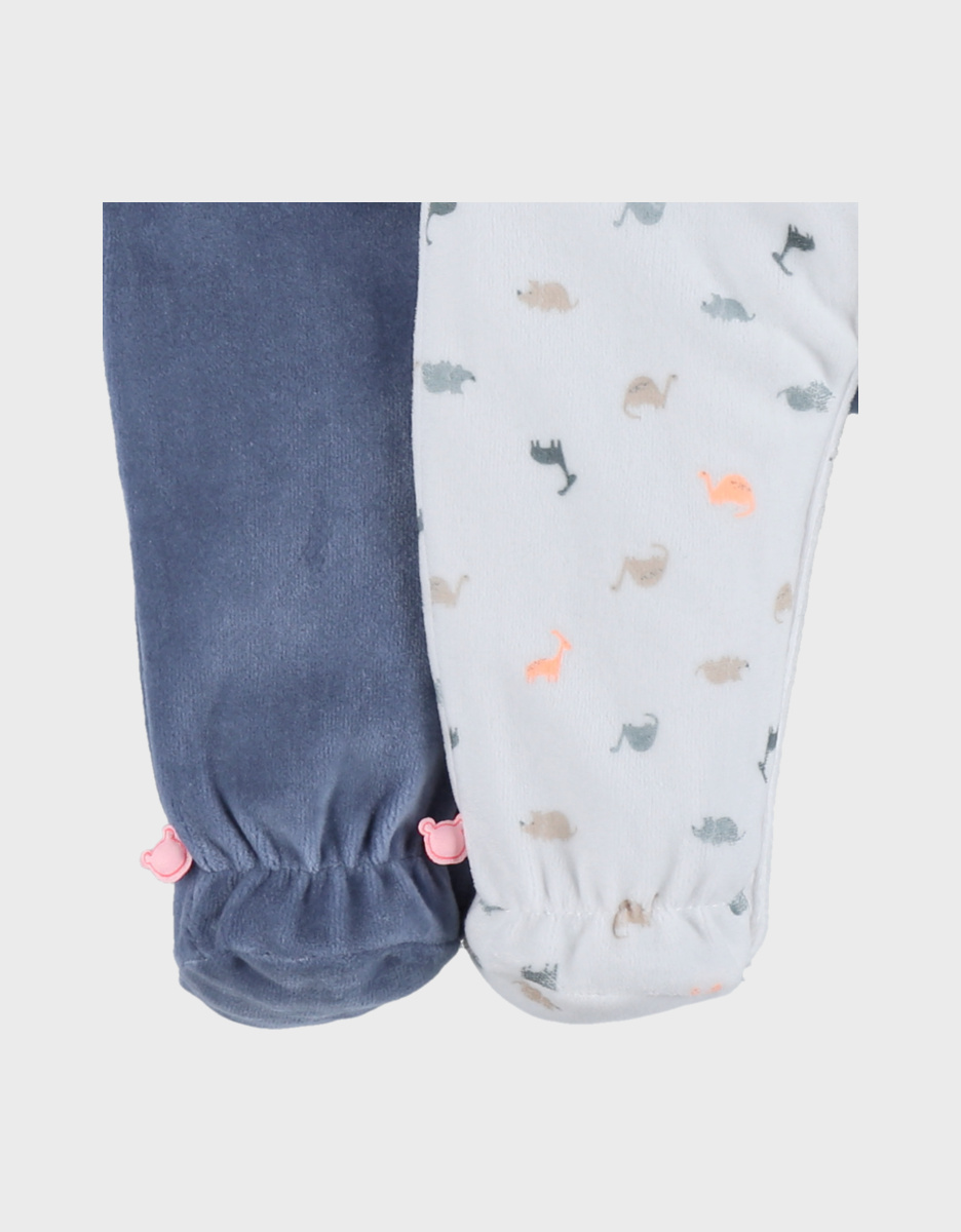 Noukie's Lot de 2 pyjamas bébé en velours - Dino fluo et bleu - Taille 1 mois – Image 6