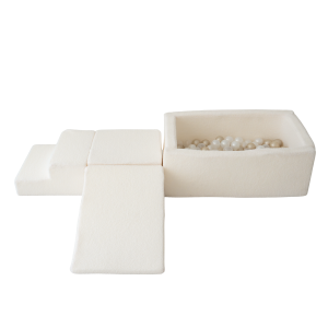 Sense2Play – Aire de jeux en mousse 4-en-1 avec piscine à balles – Bouclette crème