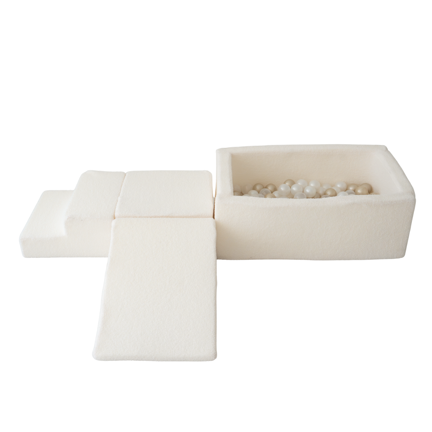 Sense2Play – Aire de jeux en mousse 4-en-1 avec piscine à balles – Bouclette crème