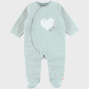 Noukie's Pyjama bébé velours brodé - Coeur vert 18 mois