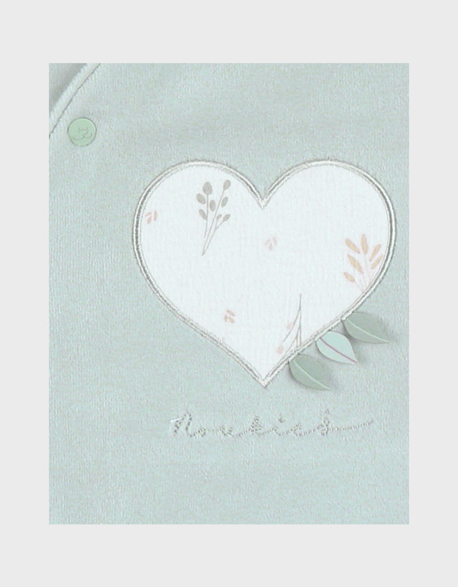 Noukie's Pyjama bébé velours brodé - Coeur vert 18 mois – Image 6
