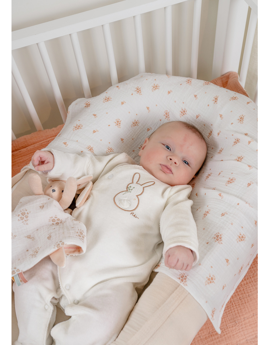 Noukie's Pyjama bébé, velours brodé - Lapin écru - Taille 0 – Image 2