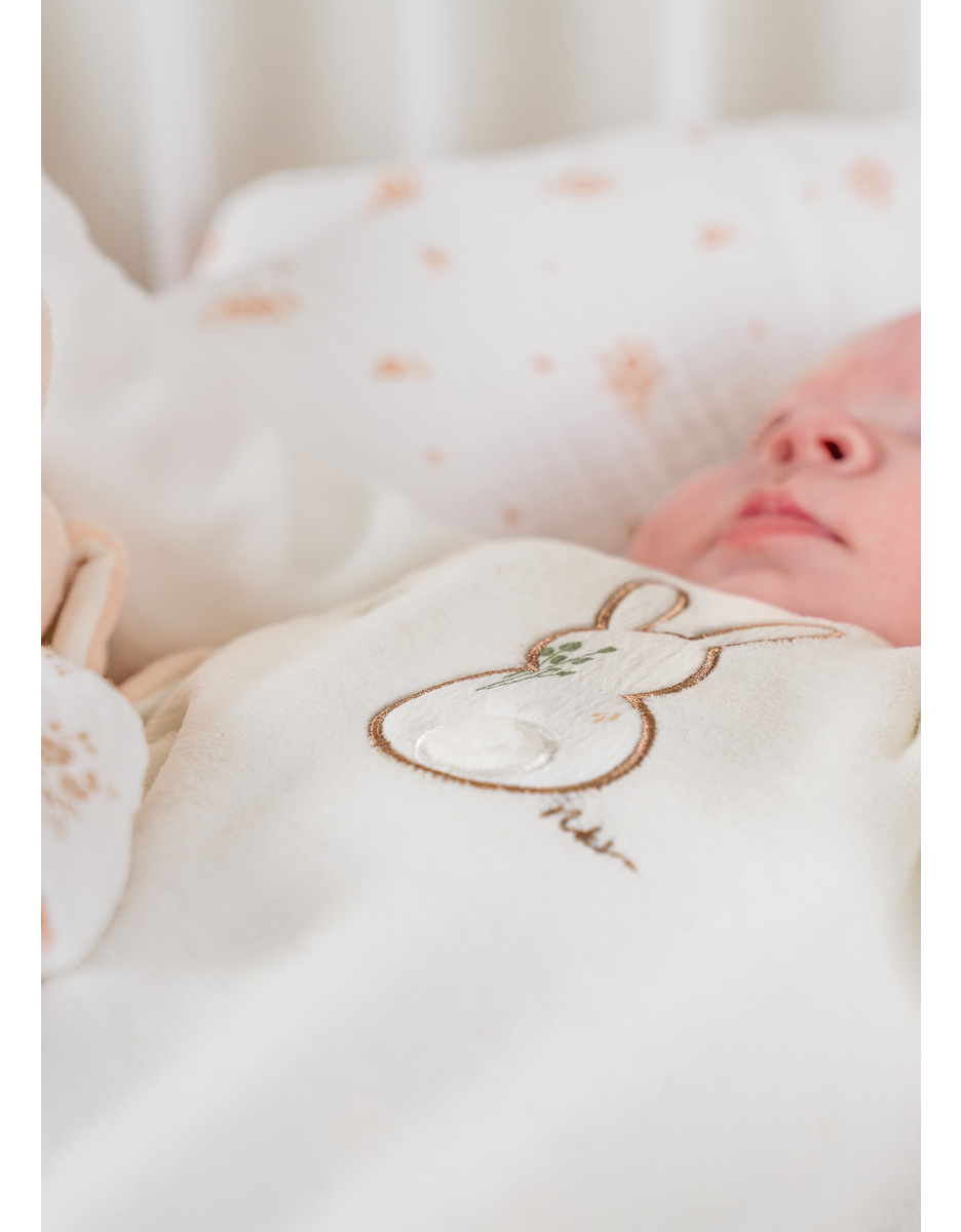 Noukie's Pyjama bébé, velours brodé - Lapin écru - Taille 0 – Image 3