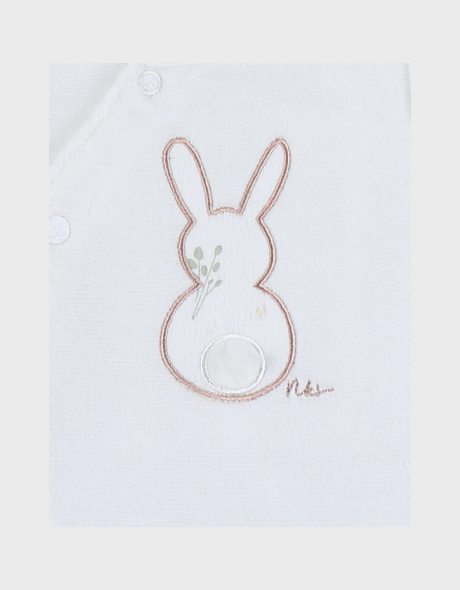 Noukie's Pyjama bébé, velours brodé - Lapin écru - Taille 0 – Image 5