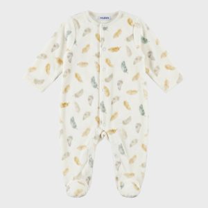 Noukie's Pyjama bébé en velours imprimé Plumes de Lune - Taille 18 mois