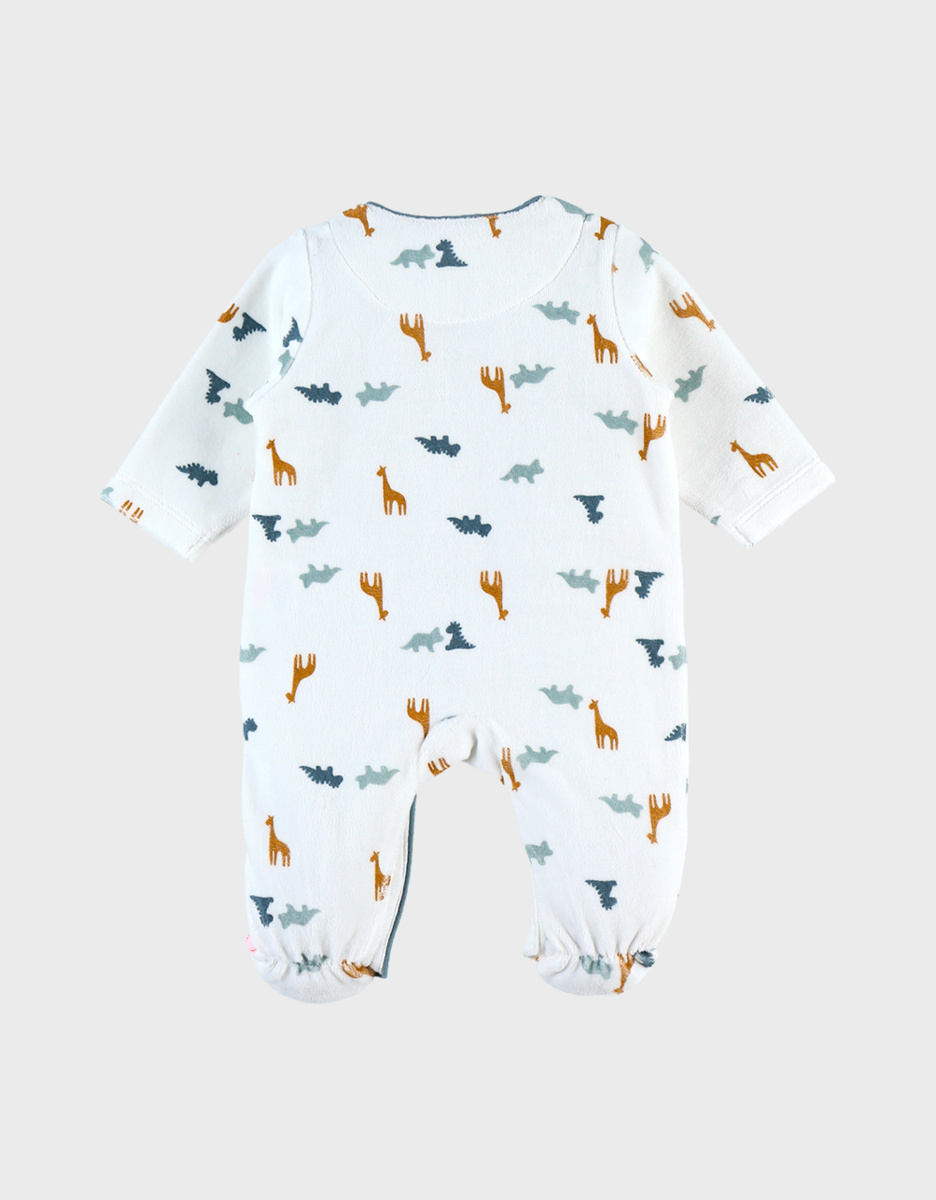 Noukie's Pyjama dinosaure en velours, blanc/bleu - Taille 3 mois – Image 3